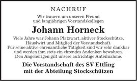 Traueranzeige Johann Horneck