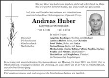 Traueranzeige Andreas Huber