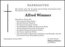Traueranzeige Alfred Wimmer