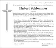 Traueranzeige Hubert Schlemmer