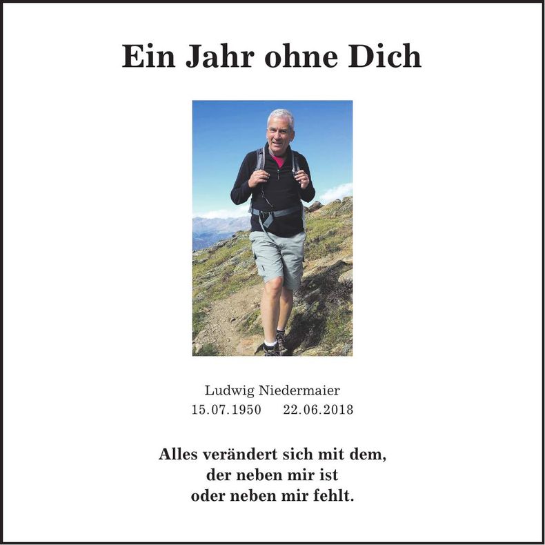 Traueranzeige Ludwig Niedermaier