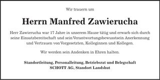 Traueranzeige Manfred Zawierucha