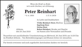 Traueranzeige Peter Reinhart