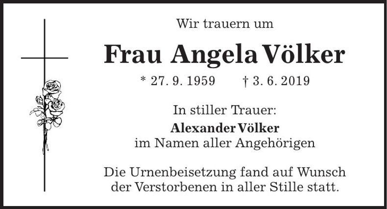 Traueranzeige Angela Völker