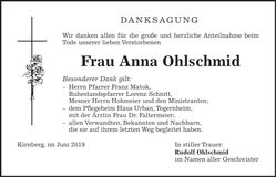 Traueranzeige Anna Ohlschmid