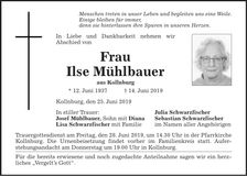 Traueranzeige Ilse Mühlbauer