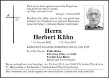 Traueranzeige Herbert Kühn