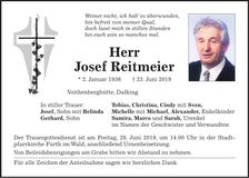 Traueranzeige Josef Reitmeier