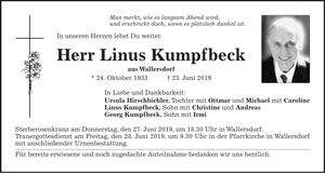 Traueranzeige Linus Kumpfbeck