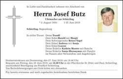 Traueranzeige Josef Butz