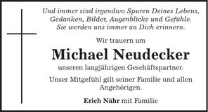 Traueranzeige Michael Neudecker