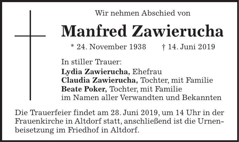 Traueranzeige Manfred Zawierucha
