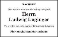 Traueranzeige Ludwig Luginger