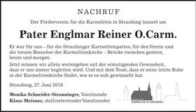 Traueranzeige Englmar Rainer O. Carm Pater