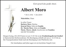 Traueranzeige Albert Moro