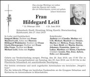 Traueranzeige Hildegard Leitl
