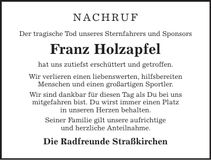 Traueranzeige Franz Holzapfel