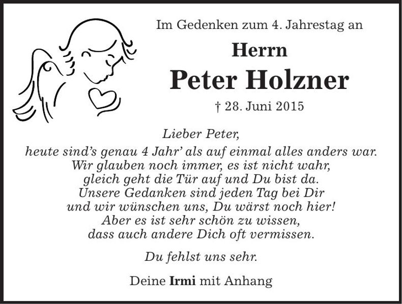 Traueranzeige Peter Holzner