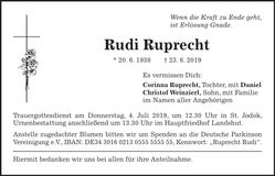 Traueranzeige Rudi Ruprecht