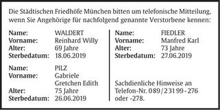 Traueranzeige Abendzeitung Angehörigensuche