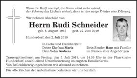 Traueranzeige Rudi Schneider