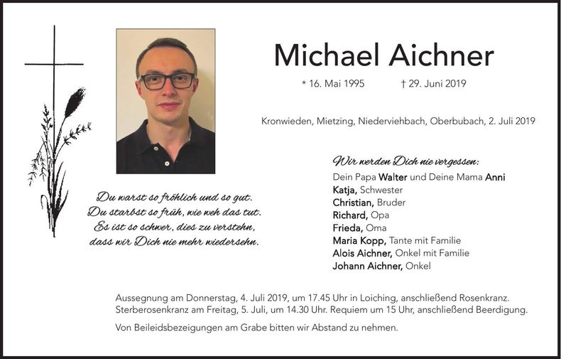 Traueranzeige Michael Aichner