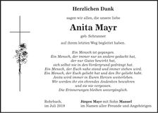 Traueranzeige Anita Mayr