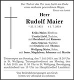 Traueranzeige Rudolf Maier
