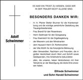 Traueranzeige Adolf Schwimmer
