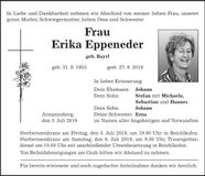 Traueranzeige Erika Eppeneder