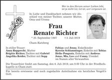 Traueranzeige Renate Richter