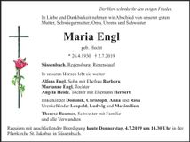 Traueranzeige Maria Engl