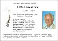 Traueranzeige Otto Griesbeck