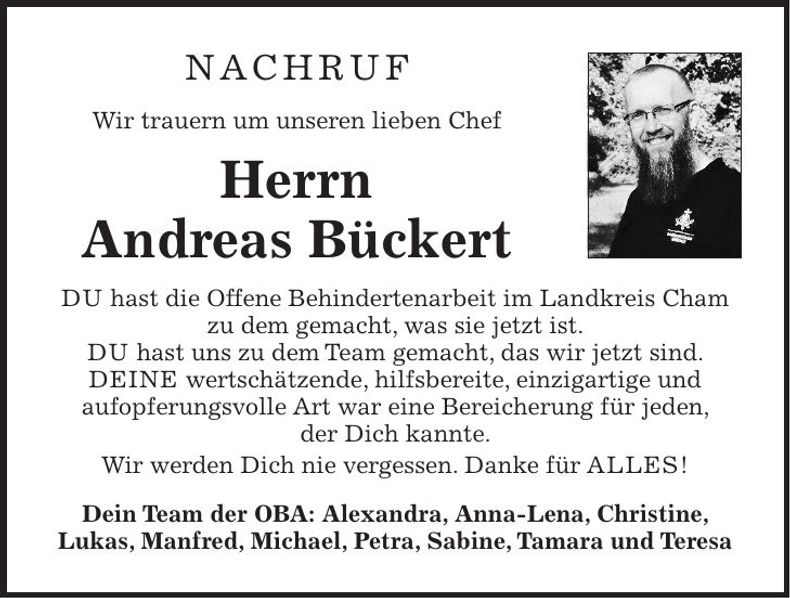 Traueranzeige Andreas Bückert