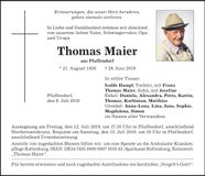 Traueranzeige Thomas Maier