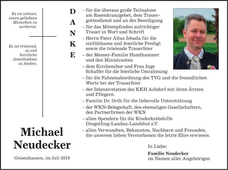 Traueranzeige Michael Neudecker