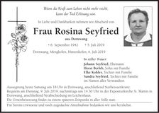 Traueranzeige Rosina Seyfried