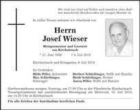 Traueranzeige Josef Wieser