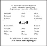 Traueranzeige Adolf Finger