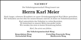 Traueranzeige Karl Meier