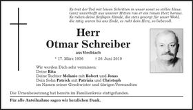 Traueranzeige Otmar Schreiber