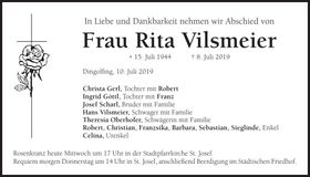 Traueranzeige Rita Vilsmeier