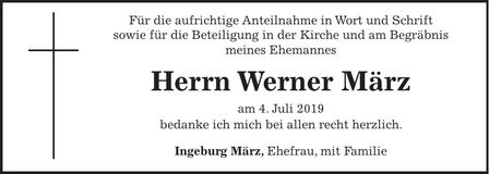 Traueranzeige Werner März