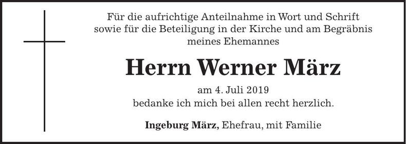 Traueranzeige Werner März