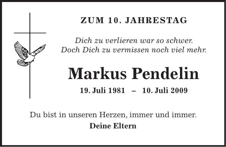 Traueranzeige Markus Pendelin