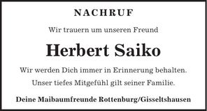 Traueranzeige Herbert Seiko