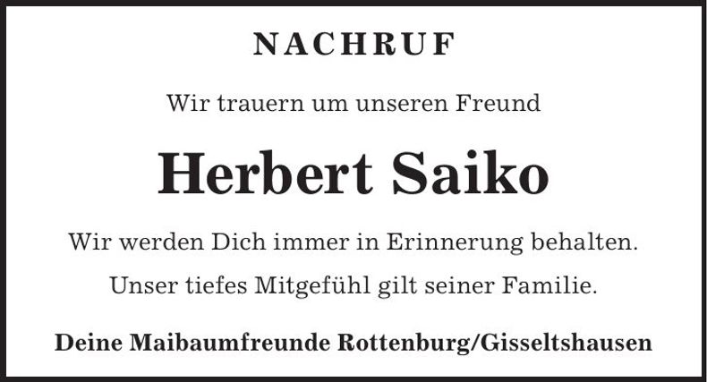 Traueranzeige Herbert Seiko