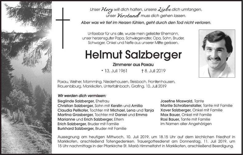Traueranzeige Helmut Salzberger