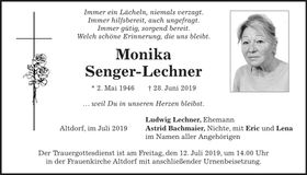 Traueranzeige Monika Senger-Lechner