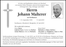 Traueranzeige Johann Malterer
